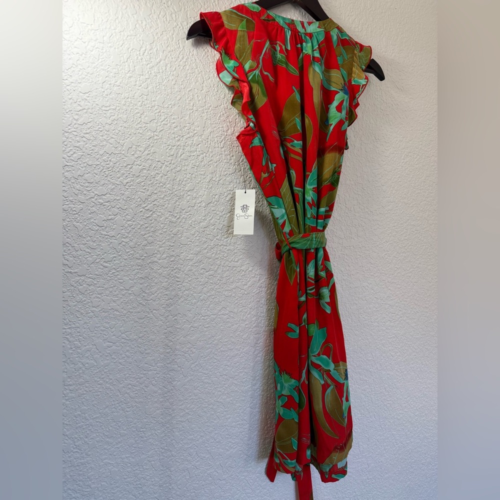 Jessica Simpson Delevan Dress | Poppy Red Tropical Print | Size M | NWT - Picture 11 of 16